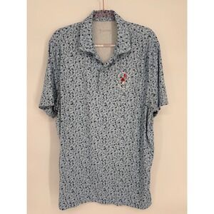 US Open Pinehurst Mens Polo Shirt Light Blue Floral Performance Golf Sz XL